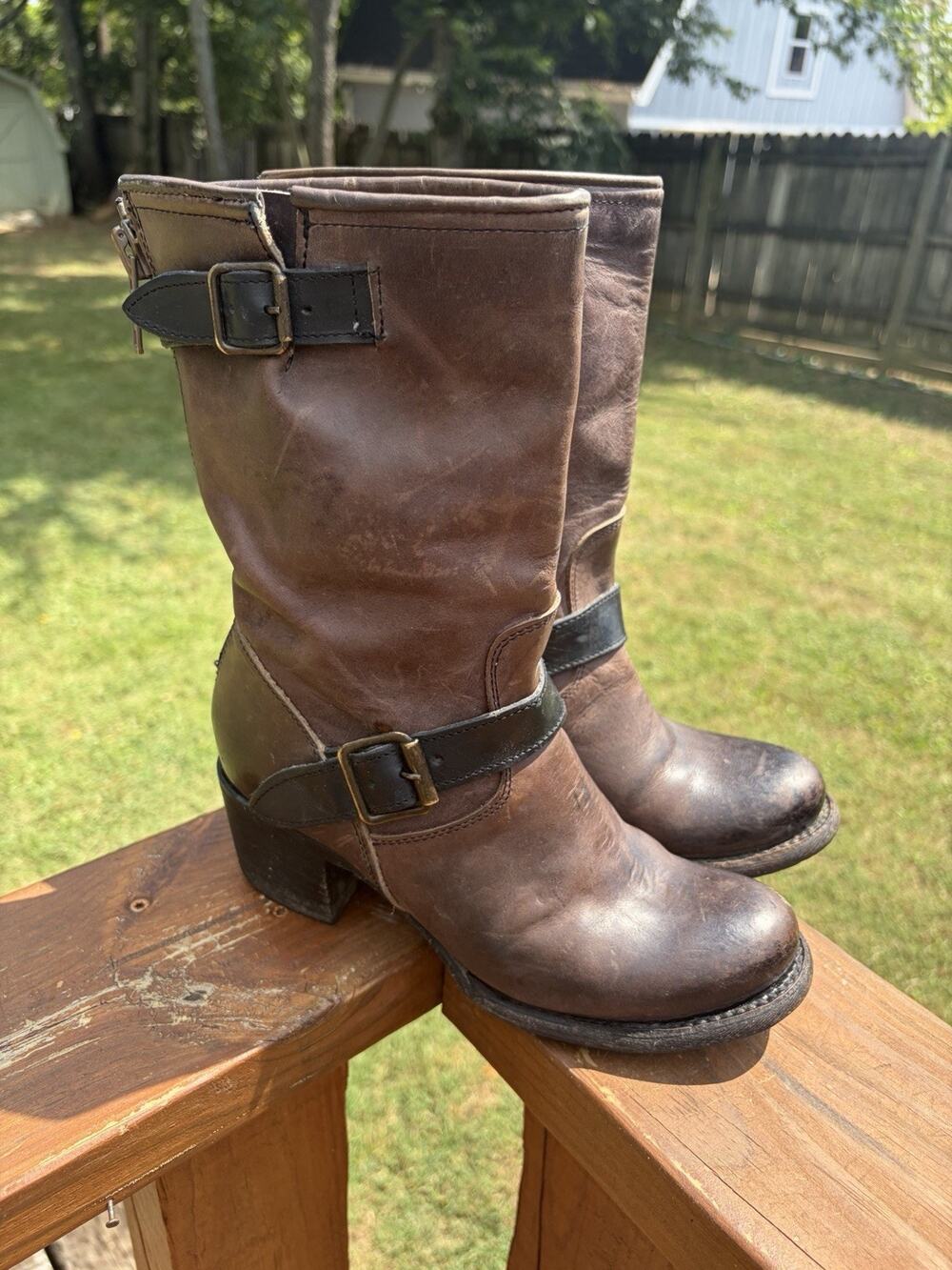 Freebird by Steven Boulder Moto Biker Boot Brown Black Harness Size 7 Rare